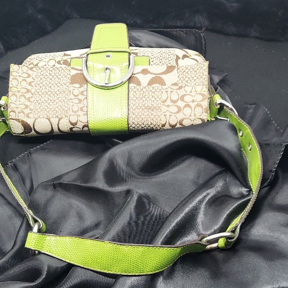 Coach Signature Patchwork Canvas Python Buckle Shoulder Bag - Picture 10 of 11